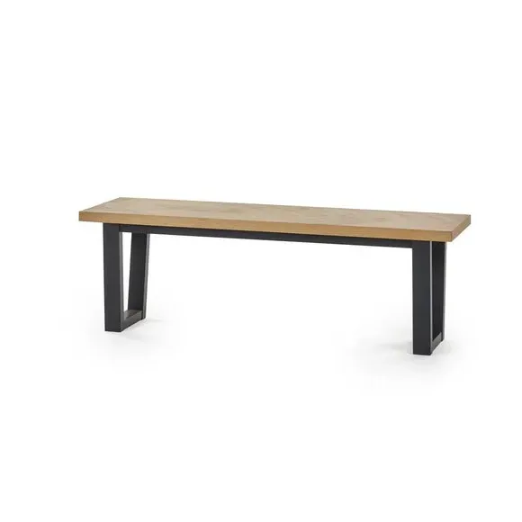 3-Seater Dining Bench - Black, Oak Veneer alternate view