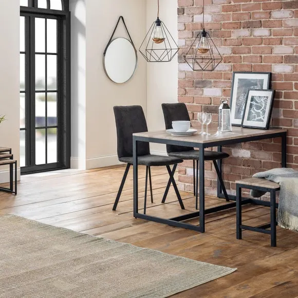 4-Seater Dining Set with Bench - Black, Metal alternate view