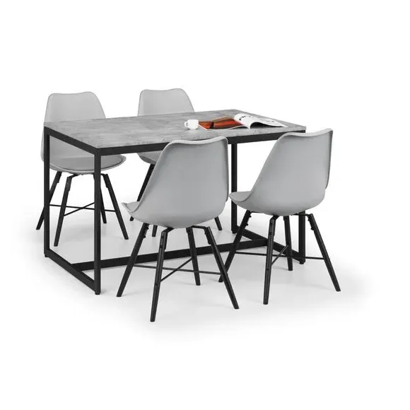 4-Seater Dining Set with Chairs - Grey, Metal alternate view