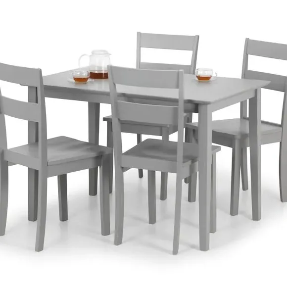 4-Seater Rectangular Dining Set - Grey, Lacquered alternate view