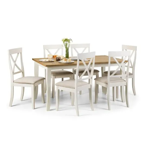 6-Seater Dining Set with Chairs - Ivory, Oak alternate view
