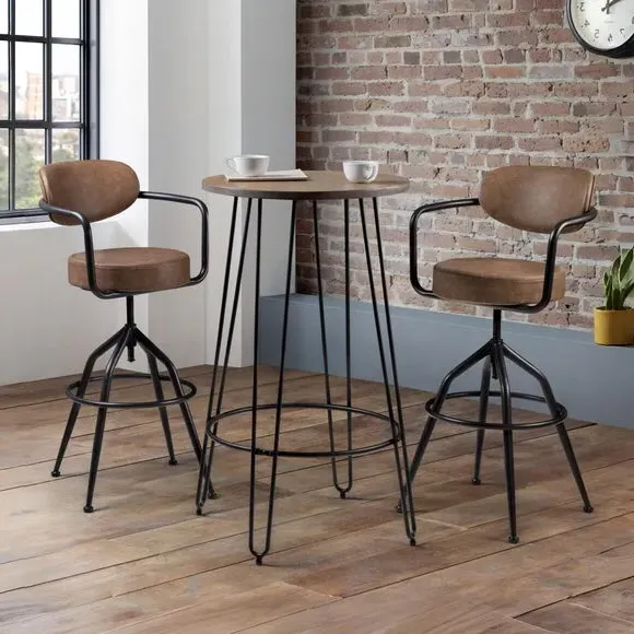 Barbican Adjustable Height Bar Stool - Brown, Faux Leather alternate view