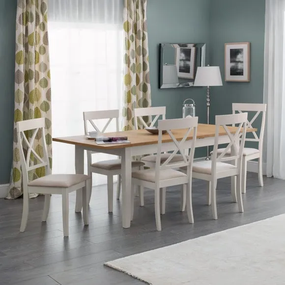Extendable Dining Table with 6 Chairs - Ivory, Oak alternate view