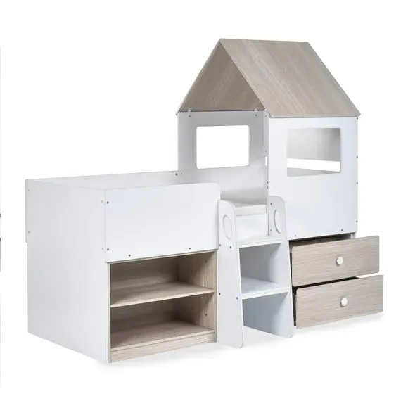 Orpheus Midsleeper House Style Bed with Storage - Light Oak alternate view