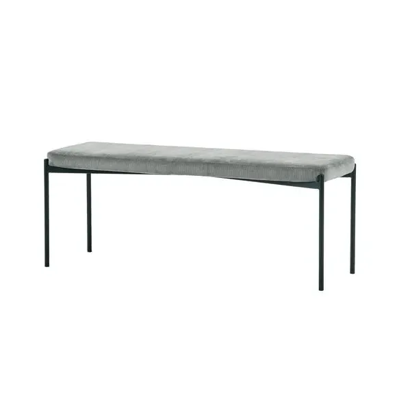 Long Dining Bench with Cushion - Grey, Velvet alternate view