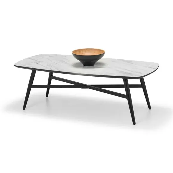 Rectangular Coffee Table - White, Marble Effect alternate view