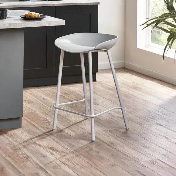 Renzo Set of 2 Bar Stools - Grey, Metal product