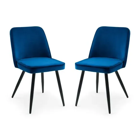 Set of 2 Dining Chairs - Blue, Velvet alternate view