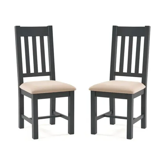 Set of 2 Dining Chairs - Dark Grey, Faux Linen alternate view