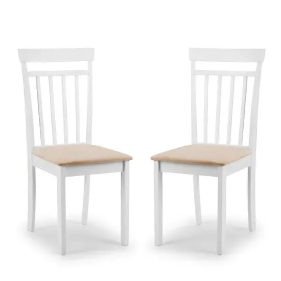 Set of 2 Dining Chairs - White, Faux Linen alternate view