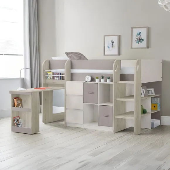 Saturn Single Midsleeper Bed Frame with Storage - Brown alternate view