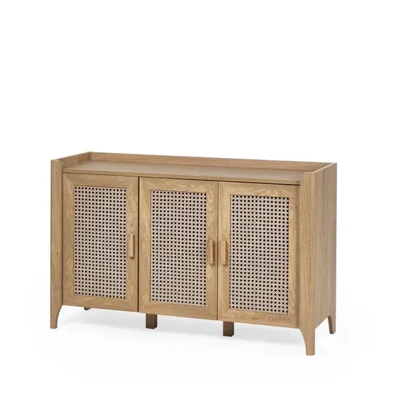 Sydney 3-Door Sideboard with Rattan Print - Oak Effect alternate view