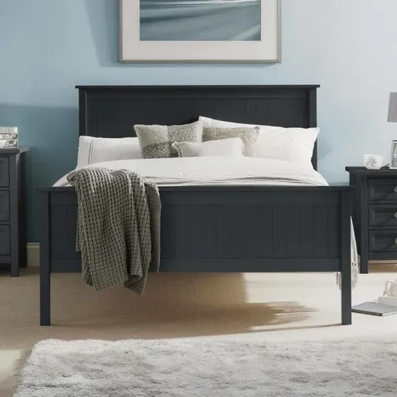 Wooden Bed Frame with Panels - Black, Wood alternate view