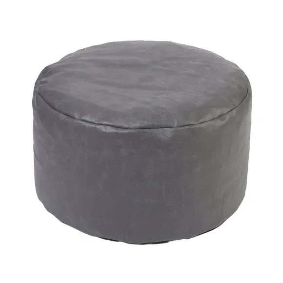 Faux Leather Pouffe with Zip Opening - Grey alternate view
