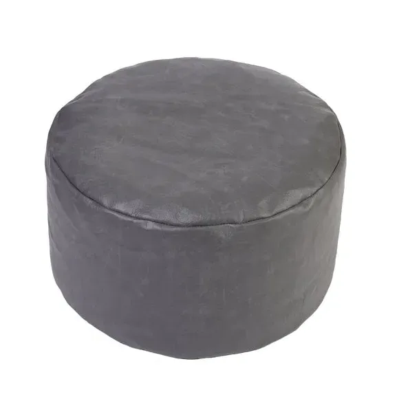 Faux Leather Pouffe with Zip Opening - Grey product