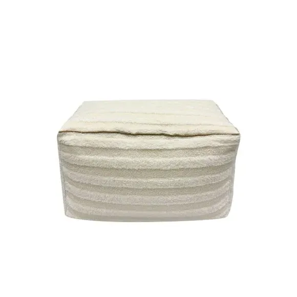 Striped Bean Bag Pouffe - Cream, Polyester alternate view