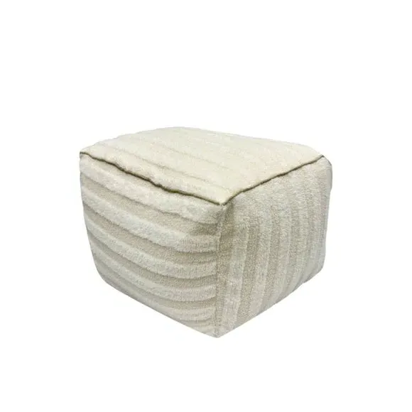 Striped Bean Bag Pouffe - Cream, Polyester product