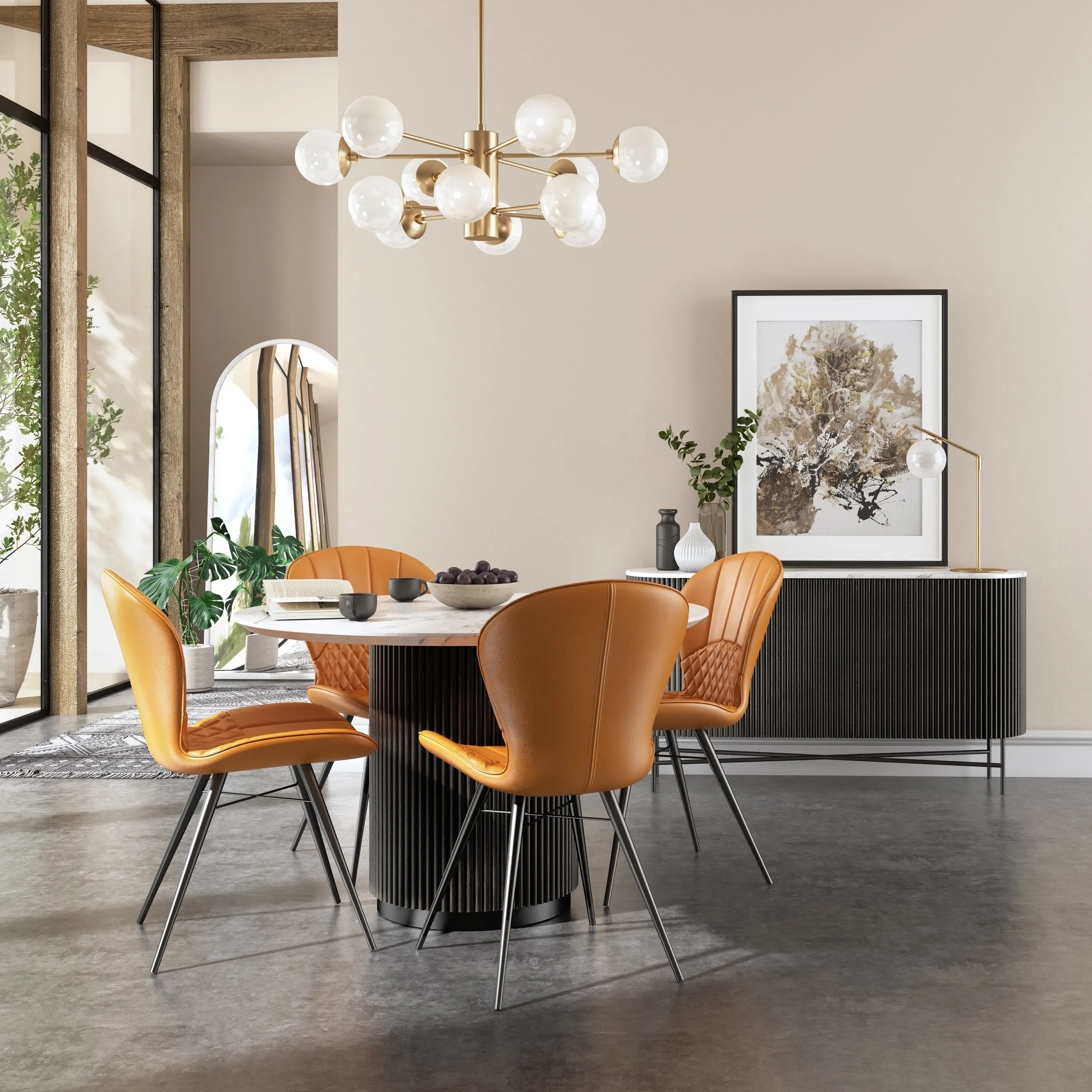 kiera-4-seater-round-dining-table-real-marble-black image