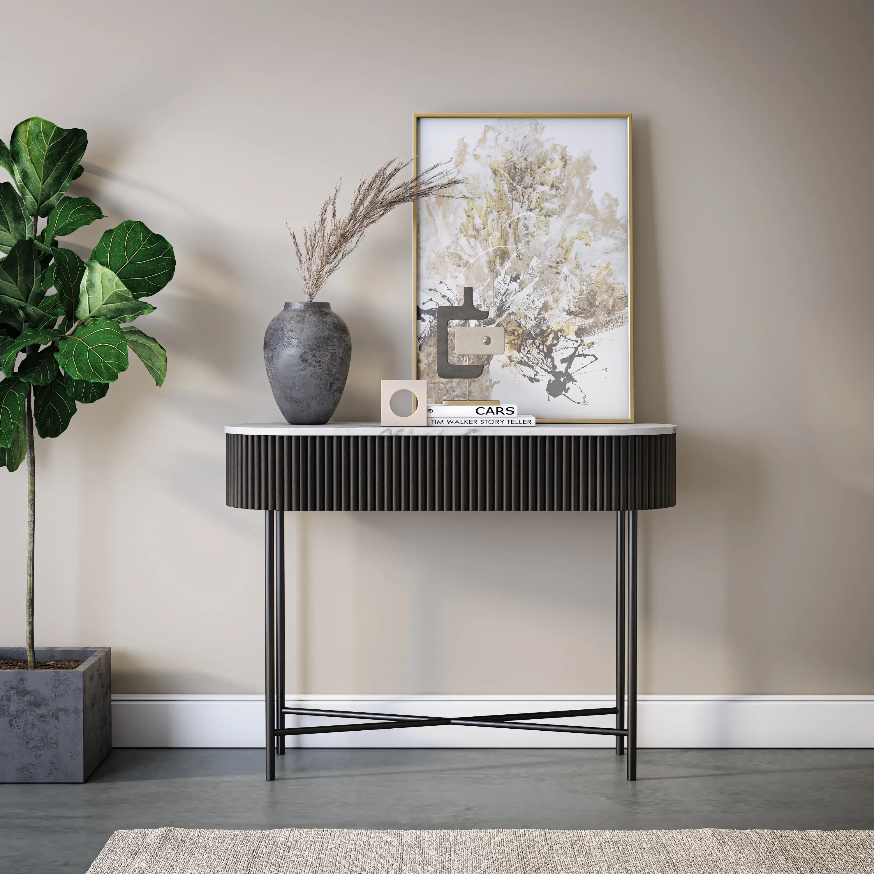 kiera-console-table-mango-wood-real-marble-black image