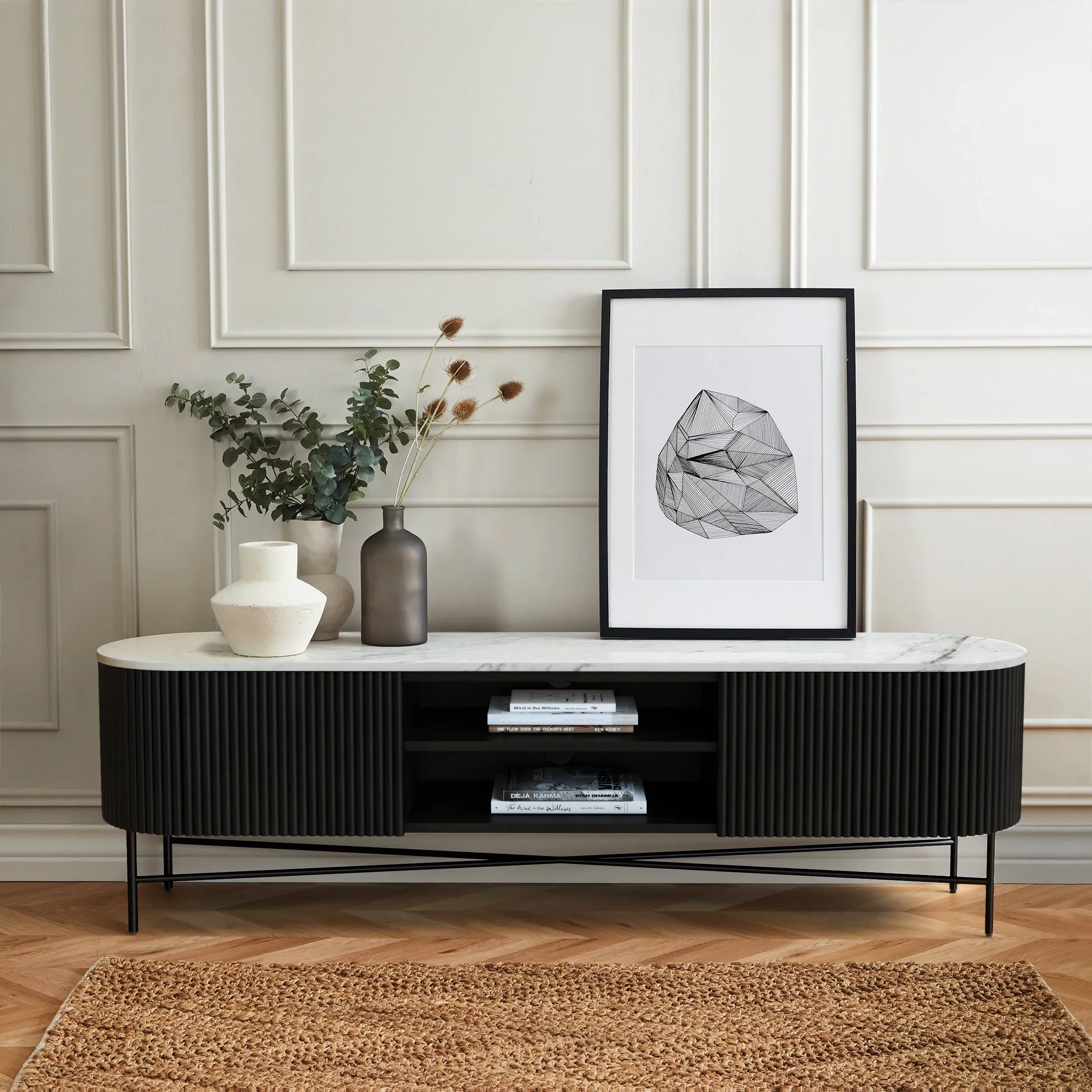 kiera-extra-wide-tv-stand-mango-wood-real-marble-black image