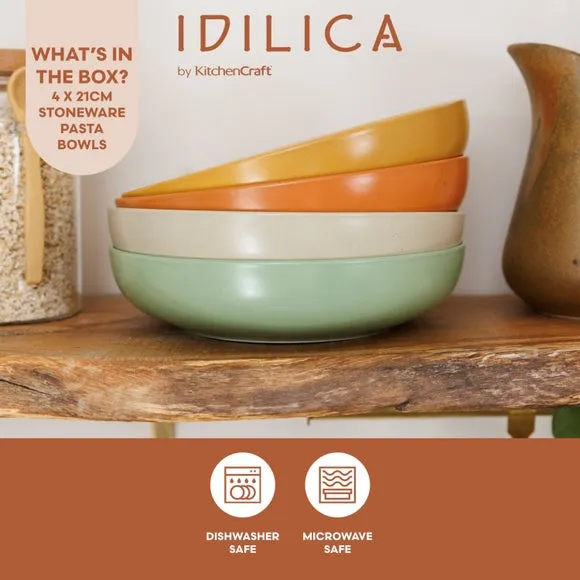Idilica Set of 4 Stoneware Coupe Bowl Set - Multicolor alternate view