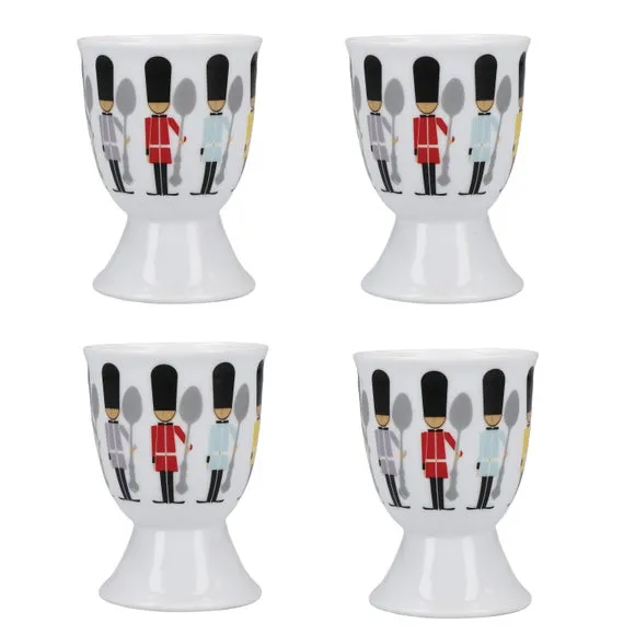 KitchenCraft Set of 4 Soldier Egg Cups - White, Porcelain alternate view