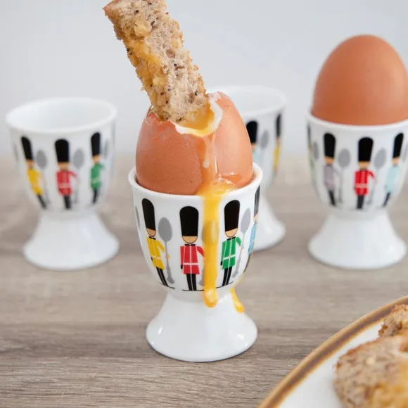 KitchenCraft Set of 4 Soldier Egg Cups - White, Porcelain product