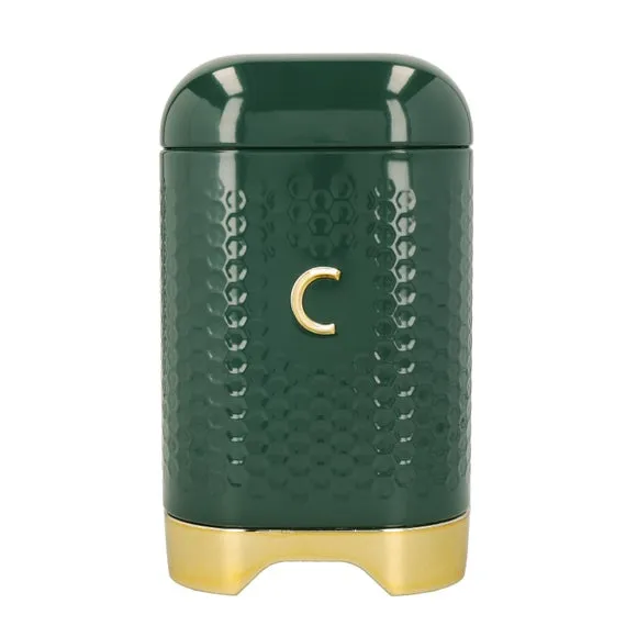 Square Storage Canister with Lid - Green, Steel by Dunelm, image 3
