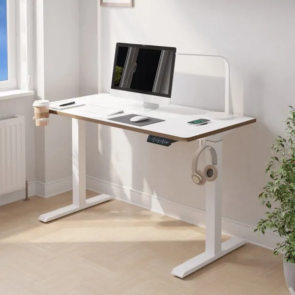 Gino Height Adjustable Desk with Wireless Charging - White product