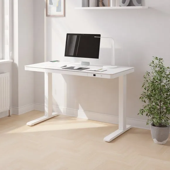 Juno Height Adjustable Desk with Storage - White