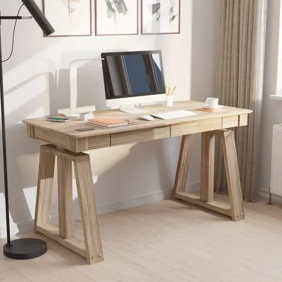 Nora Height Adjustable Desk with Storage - Ash Brown