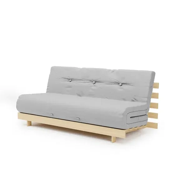 Mito 2-Seater Double Futon - Light Grey, Pine by Dunelm, image 3