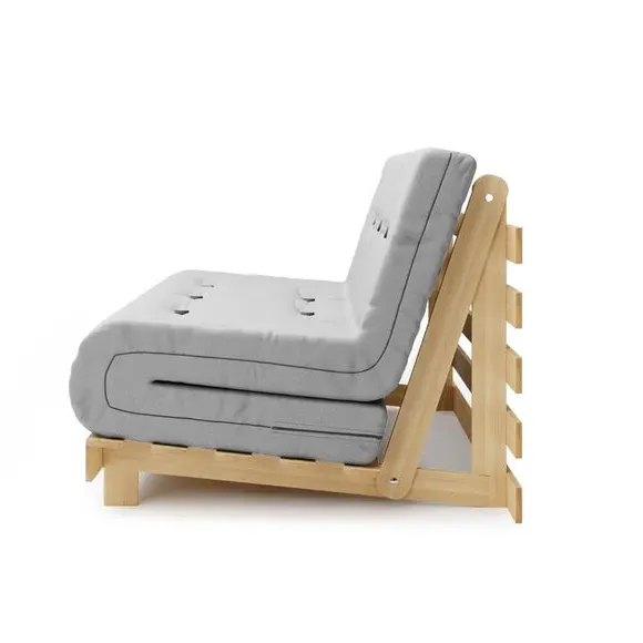 Mito 2-Seater Double Futon - Light Grey, Pine by Dunelm, image 5