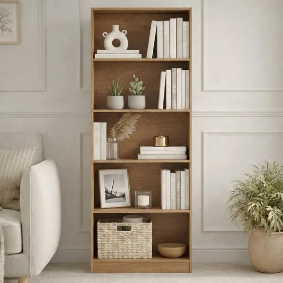 Cambridge 5-Tier Extra Large Bookcase - Light Oak Effect alternate view