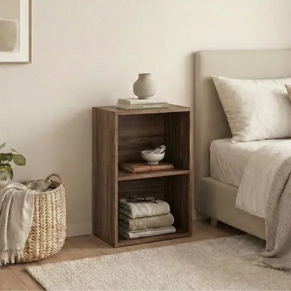 Oxford 2-Tier Cube Bookcase - Walnut Effect alternate view