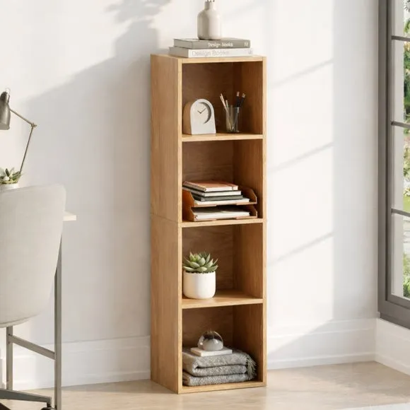 Oxford 4-Tier Cube Bookcase - Light Oak Effect product