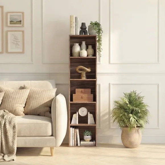 Oxford 5-Tier Cube Bookcase - Walnut Effect alternate view