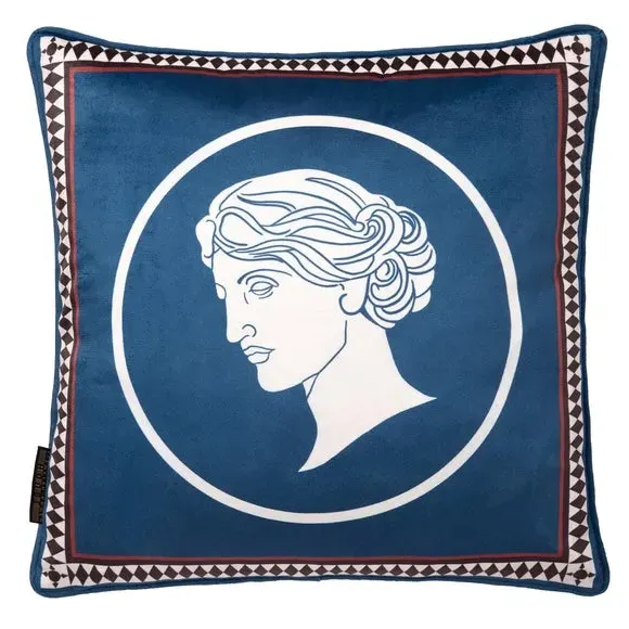 Goddess Square Cushion - Teal Blue, Velvet alternate view