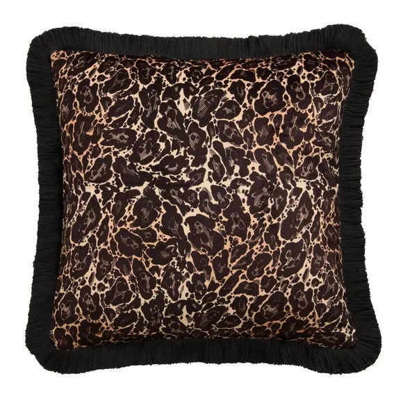 Josephine Leopard Print Square Cushion - Gold, Velvet alternate view
