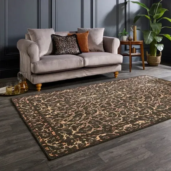 Leopard Print Rug - Black, Orange product