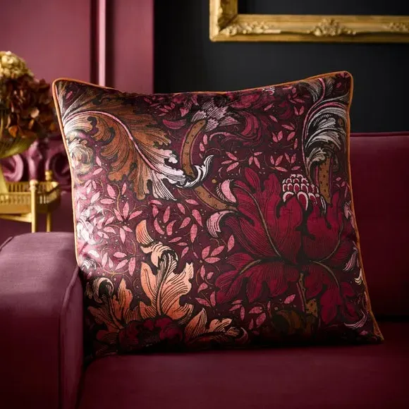 Morris Major Chintz Velvet Square Cushion - Burgundy product