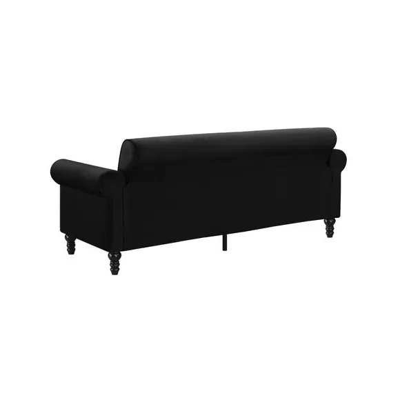 Greta 3-Seater Sofa - Black, Velvet alternate view