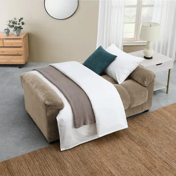 Margo Velvet 2-Seater Sofa Bed with Storage - Brown alternate view