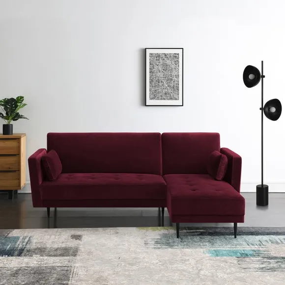 Selassi L-Shaped Sofa Bed with Storage - Burgundy, Velvet product