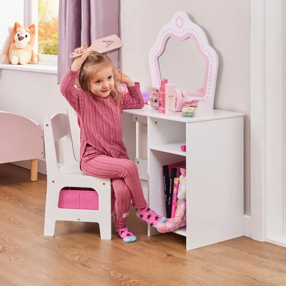 Dressing Table with Storage Chair - White, Wood alternate view