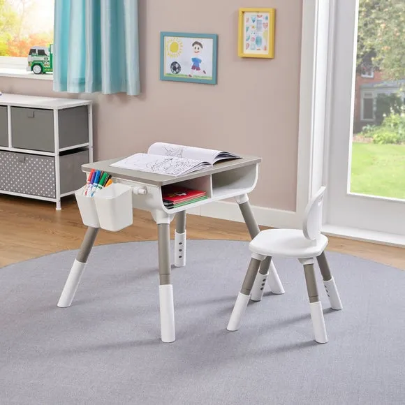 Kids Height Adjustable Table and Chair Set - White alternate view