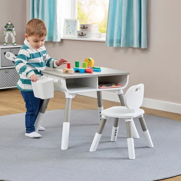 Kids Height Adjustable Table and Chair Set - White product