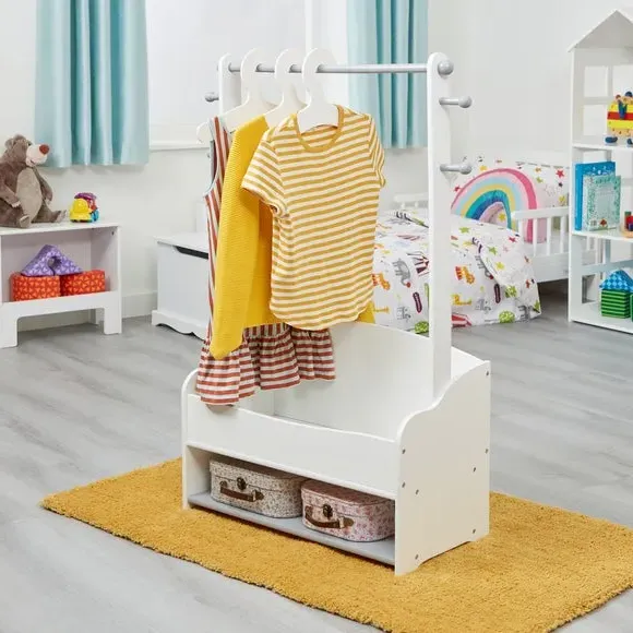 Liberty House Kids Hanging Rail with Storage - White alternate view