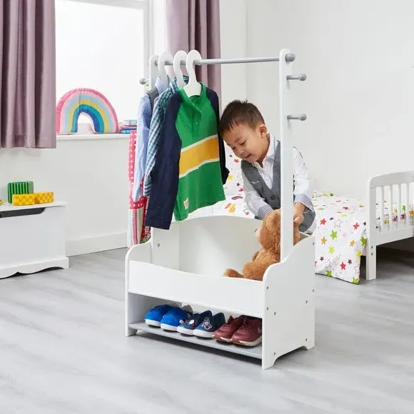 Liberty House Kids Hanging Rail with Storage - White product