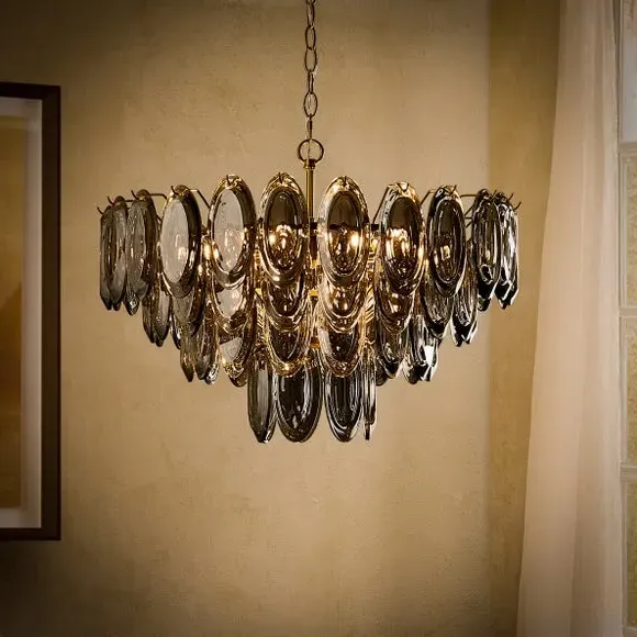 Eve 9 Light Adjustable Chandelier - Smoke, Steel & Glass alternate view